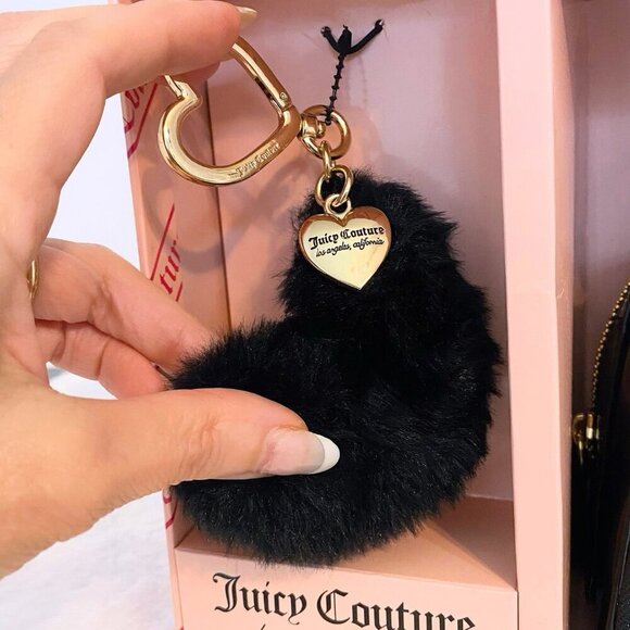 Juicy Couture Black Liquorice JC Logo Print Mini Speedy Bag & Heart Keychain NWT - Picture 4 of 6